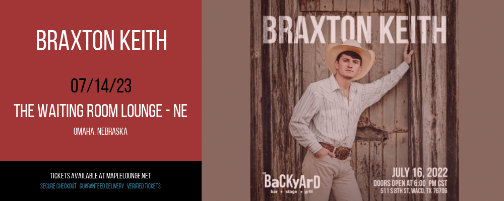Braxton Keith at Waiting Room Lounge tickets Braxton Keith at Waiting Room Lounge